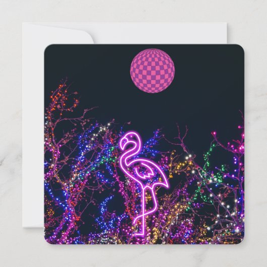 Flamingo tanzt im Party. Einladung (Vorderseite)