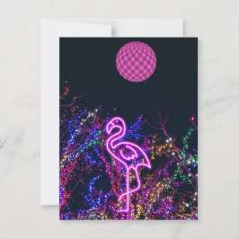 Flamingo tanzt im Party. Postkarte