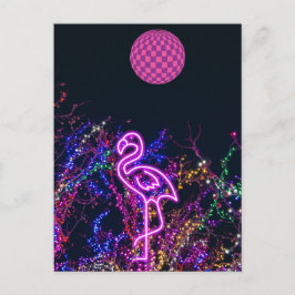 Flamingo tanzt im Party. Postkarte