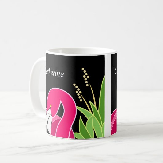 Flamingo-Tasse mit Personalisierten Namen Kaffeetasse (Vorderseite Links)