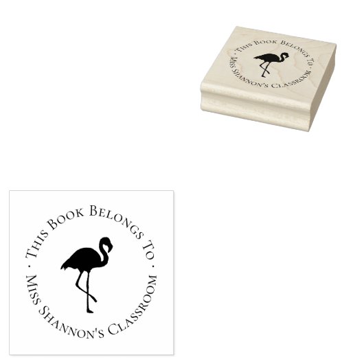 Flamingo Teacher Buchzeichen Label Gummistempel (Stempel)