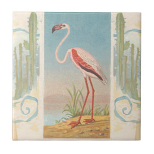 Flamingo Teppich Vintage Tropischer Vogel Fliese