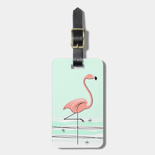 Flamingo-"Text" Gepäckanhängergrün Gepäckanhänger (Vorderseite vertikal)