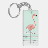 Flamingo Text hinter Schlüsselanhänger grün (Vorderseite links)