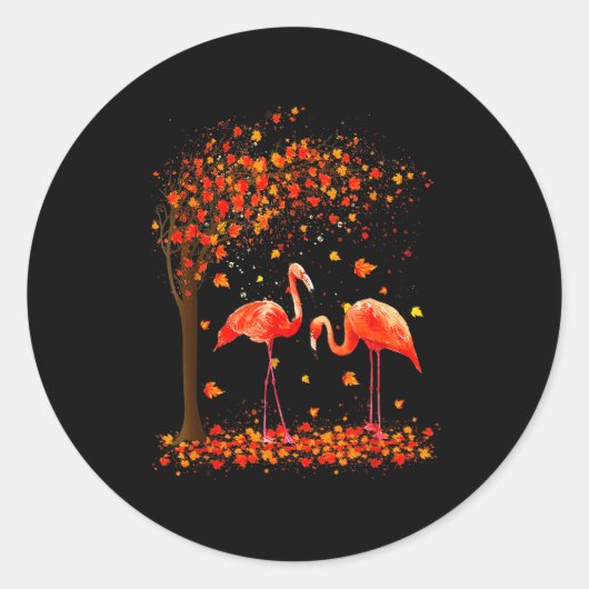Flamingo Thanksgiving Halloween It's Fall Y'all Au Runder Aufkleber (Vorderseite)