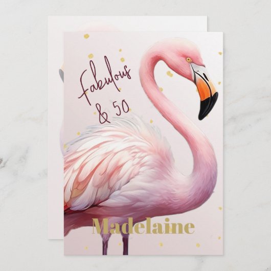 Flamingo Thema Pink Gold Geburtstag Einladung (Vorne/Hinten)