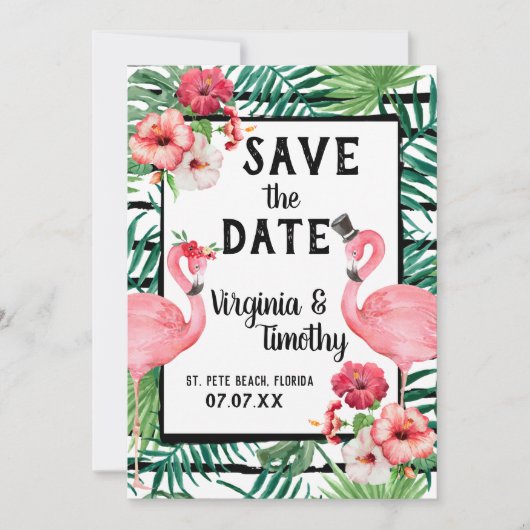 Flamingo-Thema Save-the-Date Save The Date (Vorderseite)