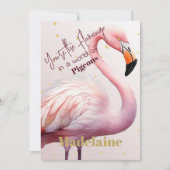 Flamingo Theme Pink Gold Geburtstag Einladung (Vorderseite)