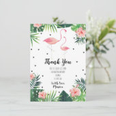 Flamingo Themed Baby Dusche Danke Karte (Stehend Vorderseite)