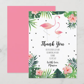 Flamingo Themed Baby Dusche Danke Karte