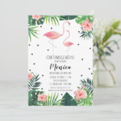 Flamingo Themed Baby Dusche Einladung (Stehend Vorderseite)