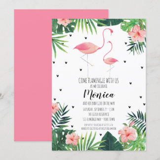 Flamingo Themed Baby Dusche Einladung