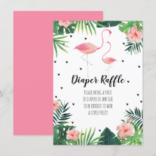Flamingo Themed Baby Dusche Windel Raffekarte Einladung