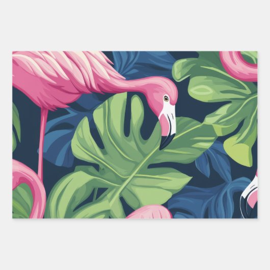Flamingo Themed Geschenk Wrapping Paper Geschenkpapier Set (Vorderseite 2)