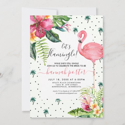 Flamingo Themed Junggeselinnen-Abschied Einladung (Vorderseite)