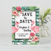 Flamingo Themed Save the Date (Stehend Vorderseite)