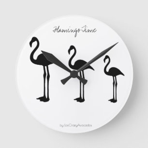Flamingo Time Minimalistic Wall Clock Runde Wanduhr