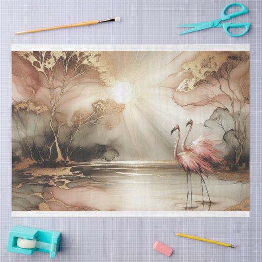 Flamingo Tissue Decoupage Gift Wrapping Seidenpapier (Basteln)