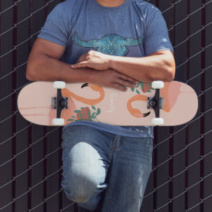 Flamingo Topfpflanzen Kunst Skateboard