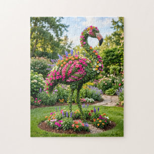 Flamingo-Topiar in einem tropischen Blumengarten Puzzle