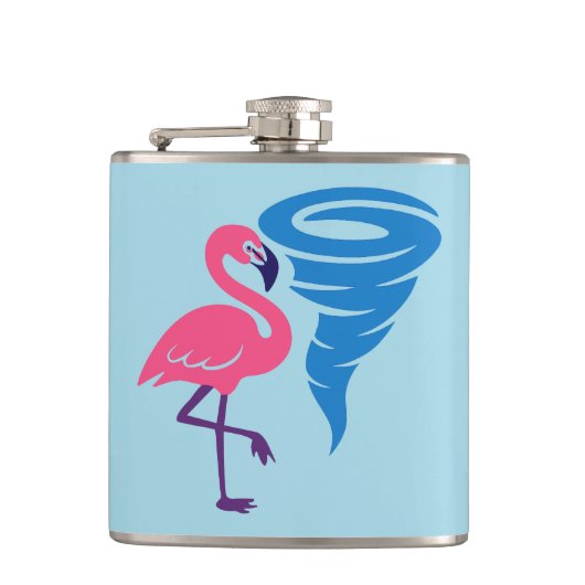 Flamingo Tornado Bold Moderne Graphic Art Flachmann (Vorderseite)