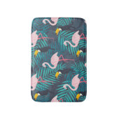 Flamingo, Toucan: tropisches Blattmuster Badematte (Vorderseite Vertikal)