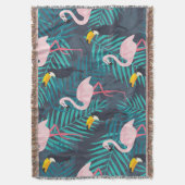 Flamingo, Toucan: tropisches Blattmuster Decke (Vorderseite Vertikal)