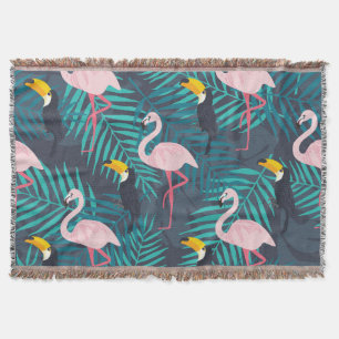 Flamingo, Toucan: tropisches Blattmuster Decke