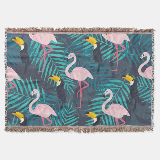 Flamingo, Toucan: tropisches Blattmuster Decke (Vorderseite)
