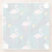 Flamingo, Toucan: tropisches Blattmuster Glasuntersetzer (Rückseite)