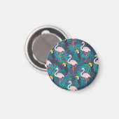 Flamingo, Toucan: tropisches Blattmuster Magnet (Vorderseite/Rückseite)
