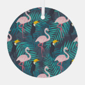Flamingo, Toucan: tropisches Blattmuster Ornament Aus Glas (Rückseite)