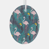 Flamingo, Toucan: tropisches Blattmuster Ornament Aus Glas (Vorderseite Rechts)