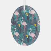 Flamingo, Toucan: tropisches Blattmuster Ornament Aus Glas (Vorderseite links)