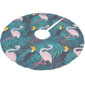 Flamingo, Toucan: tropisches Blattmuster Polyester Weihnachtsbaumdecke (Schrägansicht)