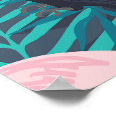 Flamingo, Toucan: tropisches Blattmuster Poster (Ecke)