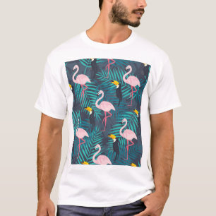 Flamingo, Toucan: tropisches Blattmuster T-Shirt