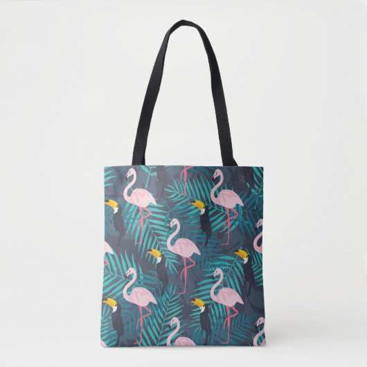 Flamingo, Toucan: tropisches Blattmuster Tasche (Vorderseite)