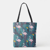Flamingo, Toucan: tropisches Blattmuster Tasche (Rückseite)