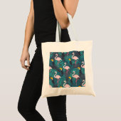 Flamingo, Toucan: tropisches Blattmuster Tragetasche (Vorderseite (Produkt))