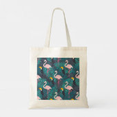 Flamingo, Toucan: tropisches Blattmuster Tragetasche (Rückseite)