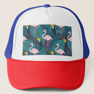 Flamingo, Toucan: tropisches Blattmuster Truckerkappe