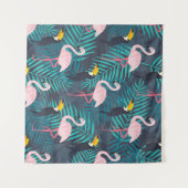 Flamingo, Toucan: tropisches Blattmuster Wandteppich (Vorderseite (Horizontal))