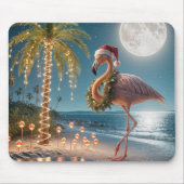 Flamingo trägt einen Weihnachtskranz Mousepad (Vorne)