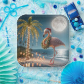 Flamingo trägt einen Weihnachtskranz Pappteller (Party)