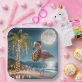 Flamingo trägt einen Weihnachtskranz Pappteller (Party)
