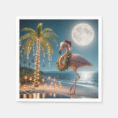 Flamingo trägt einen Weihnachtskranz Serviette (Vorderseite)