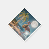 Flamingo trägt einen Weihnachtskranz Serviette (Ecke)