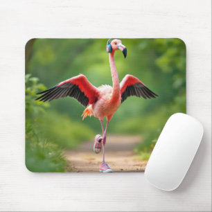 Flamingo trägt rosa Sneakers und High-Top Mousepad