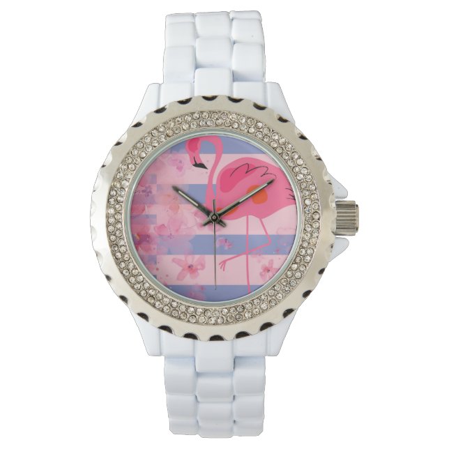 Flamingo Träumerei Armbanduhr (Vorderseite)
